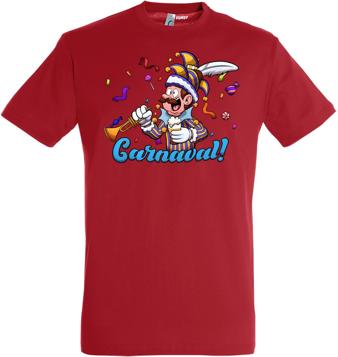 T-shirt Carnavalluh | Carnaval | Carnavalskleding Dames Heren | Rood | maat XS